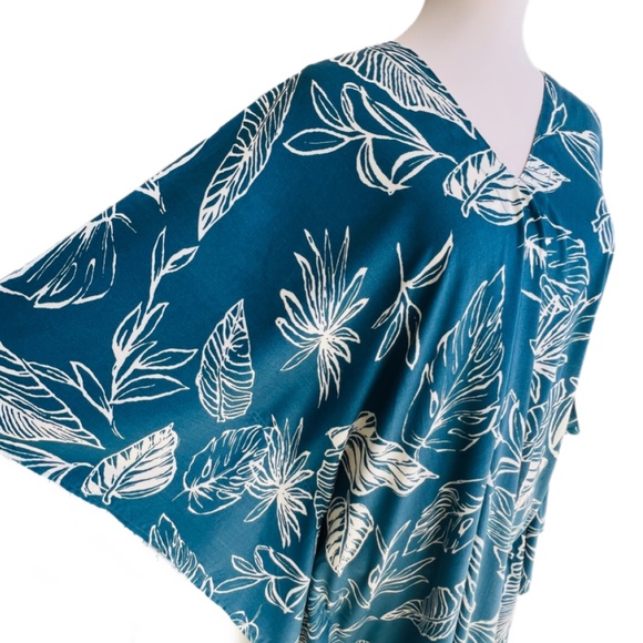0136/ Dark Teal Long Kaftan, Rayon Viscose Material - Picture 10 of 13